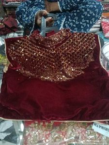 Embroidered Velvet Blouse