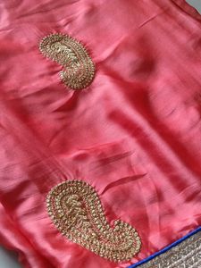 Peach Embroidered Saree
