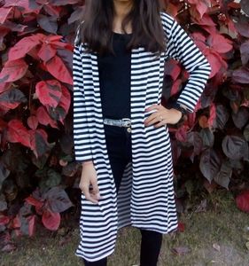 Striped Black &amp; White Shrug