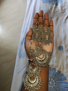 Silver Crescent Jhumka Earrings