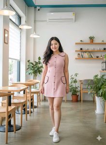 Cute Pink Dress and blue sweater