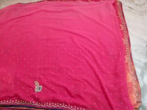 Elegant Pink Embroidered Saree