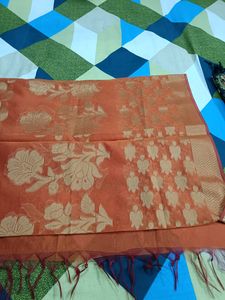 Orange Floral Dupatta