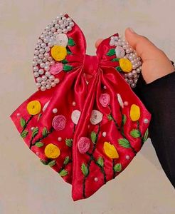 Floral Beaded Hair Bow