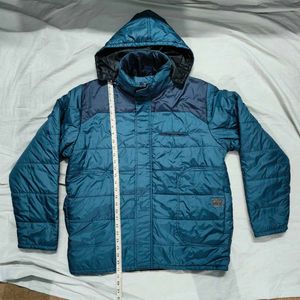 Teal Blue Quilted Puffer Jacket