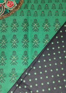 Unstitched Cotton Suit Set With Chiffon Dupatta
