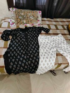 Black And White Kurta Set