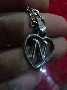N Initial Silver Heart Chain