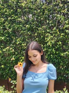 Cute Blue Puff Sleeve Top