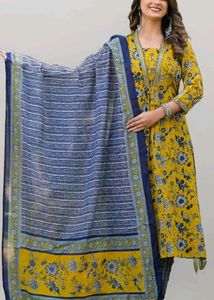 Yellow Printed Kurta Pent Set