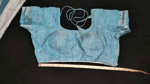 Sea Green Saree With Stitched Blouse.( 2 Items)