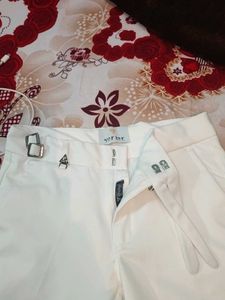 White Dress Pants with Silver Buckle