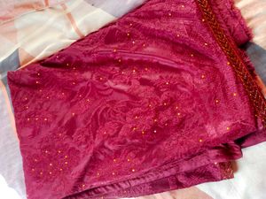 Maroon Embroidered Saree