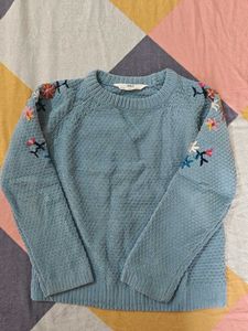 Embroidered Blue Sweater for girls | 5-6 years