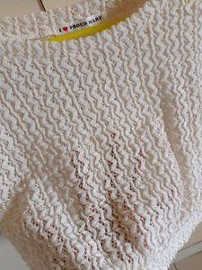 White Mesh Crop Top For Women, Medium And Small Size