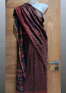 NEW &#39;Chanderi Cotton&#39; Saree with Blouse Piece🖤♥️