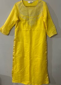 Yellow Embroidered Kurta