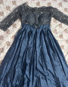 Elegant Bluish Gray Sequin Evening Gown