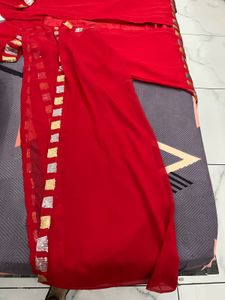 Beautiful Red Georgette Three Piece Suit