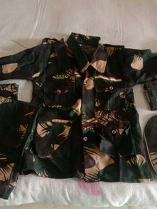 Child Army Dress Shirt Pant With Cap And Gun 34