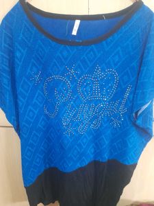 Blue Top with Rhinestone Detail