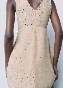 Zara Short Dress With Rhinestone