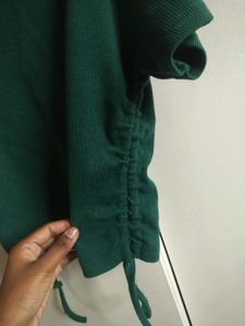 Green Ribbed Short Sleeve Top