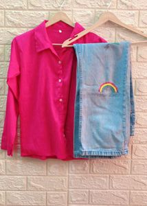 Cute Pinteresty Jeans and pink shirt🍬