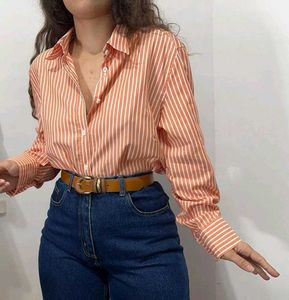 Striped Orange korean Shirt