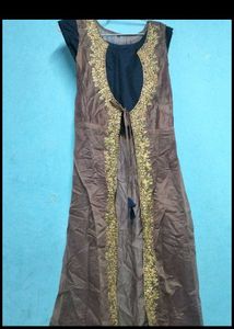 Blouse & Koti In Blue And Golden Colour