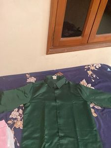 Emerald Green Silky Button-Down