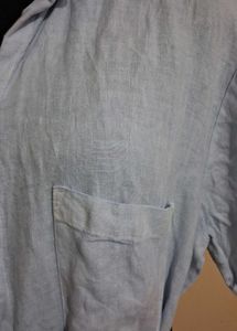 Light Blue Linen Long Shirt Dress