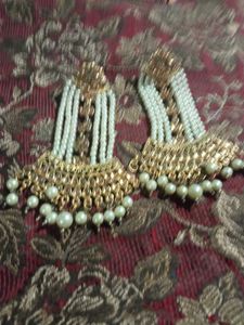 Pearl &amp; Gold Indian Earrings