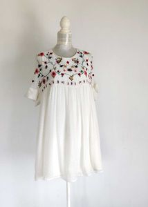 Zara Embroidered Dress lined with Slip Insert