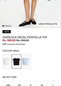 H&amp;M OVERLOCK-DETAIL POINTELLE TOP