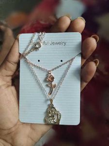 Layered Heart &amp; Rose Necklace