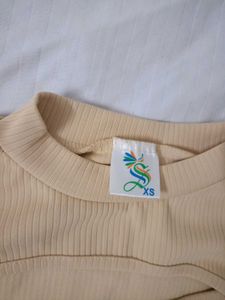 Cute Beige Cutout Top