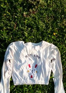 Korean Cute "Pretty Bunny" Cropped Sweatshirt