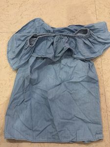 Chambray Off-the-Shoulder Dress