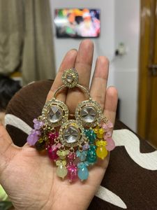 Colorful Kundan Dangle Earrings