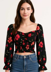 Floral Off-Shoulder Crop Top for Women