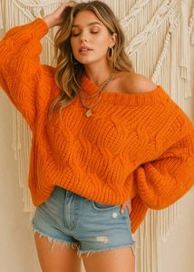 B2G2 🎁Pinterest Oversized Orange Knit Sweater E