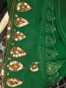Dark Green Handwork + Diamond Work Gharara Set