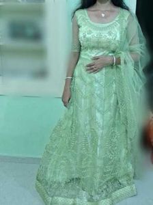 Light Green Embroidered Lehenga
