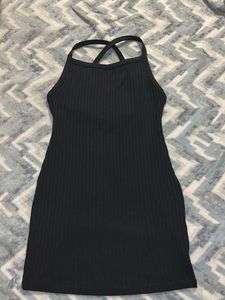 Black Ribbed Bodycon Dress