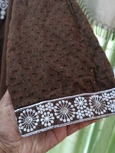 Elegant Brown Kurta with White Pants