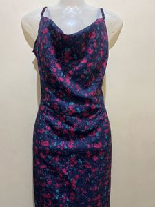 Floral Print Plus Size Cowl Neck Maxi Dress