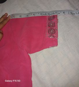 Pink Saree Chamki Computer Work With Blouse 👚