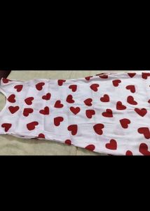 Heart Print White Kurti