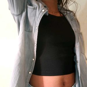 Gray Denim Button-Down Shirt